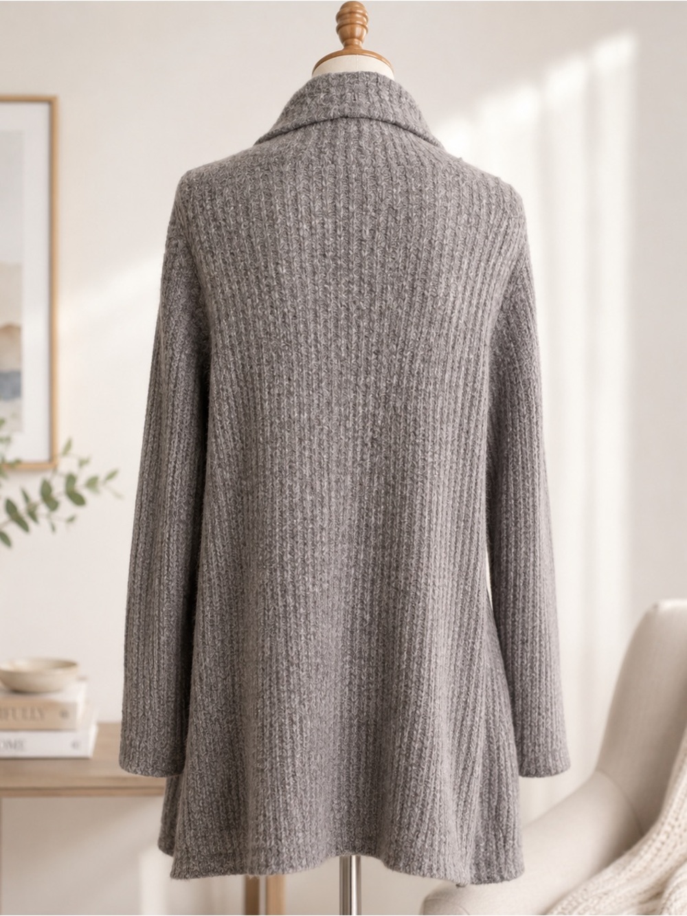Barefoot Dreams CozyChic Lite Montecito Cardigan Gray Medium Style 494 - Picture 3 of 6